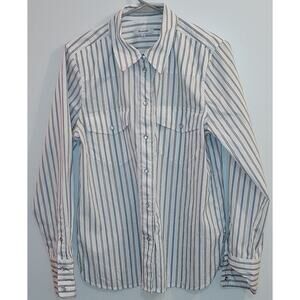 Madewell Western Button Up Shirt in Poplin Eyelet Snap On Pearls Size 10 Large